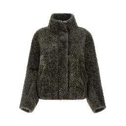 Gray Lamb Leather Full-Length Jacket