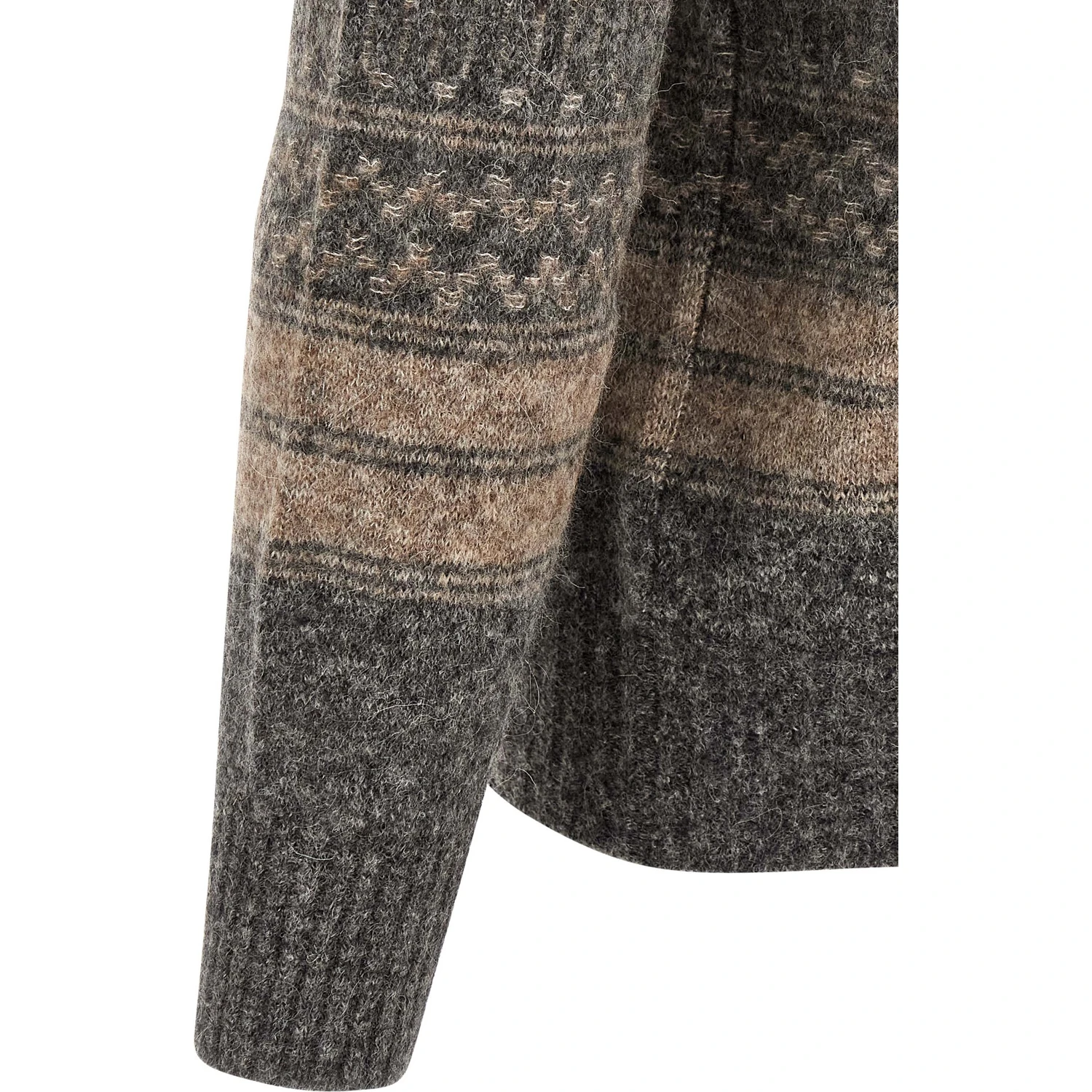 Gray Alpaca Leather Cardigan
