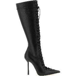 Black Lamb Leather Over The Knee