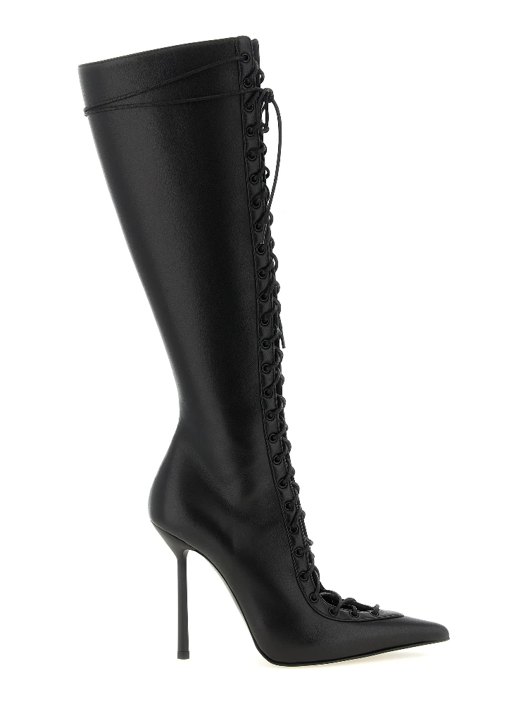 Black Lamb Leather Over The Knee