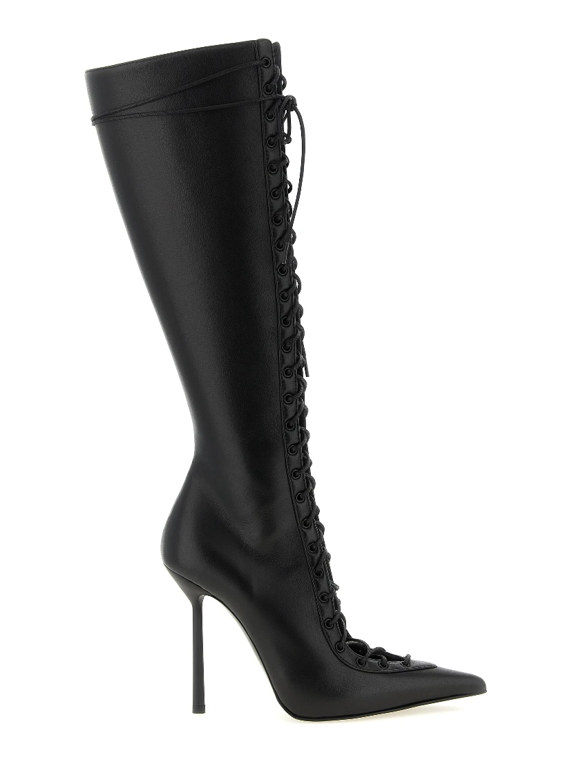 Black Lamb Leather Over The Knee