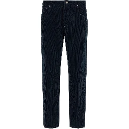 Blue Cotton Casual Pants
