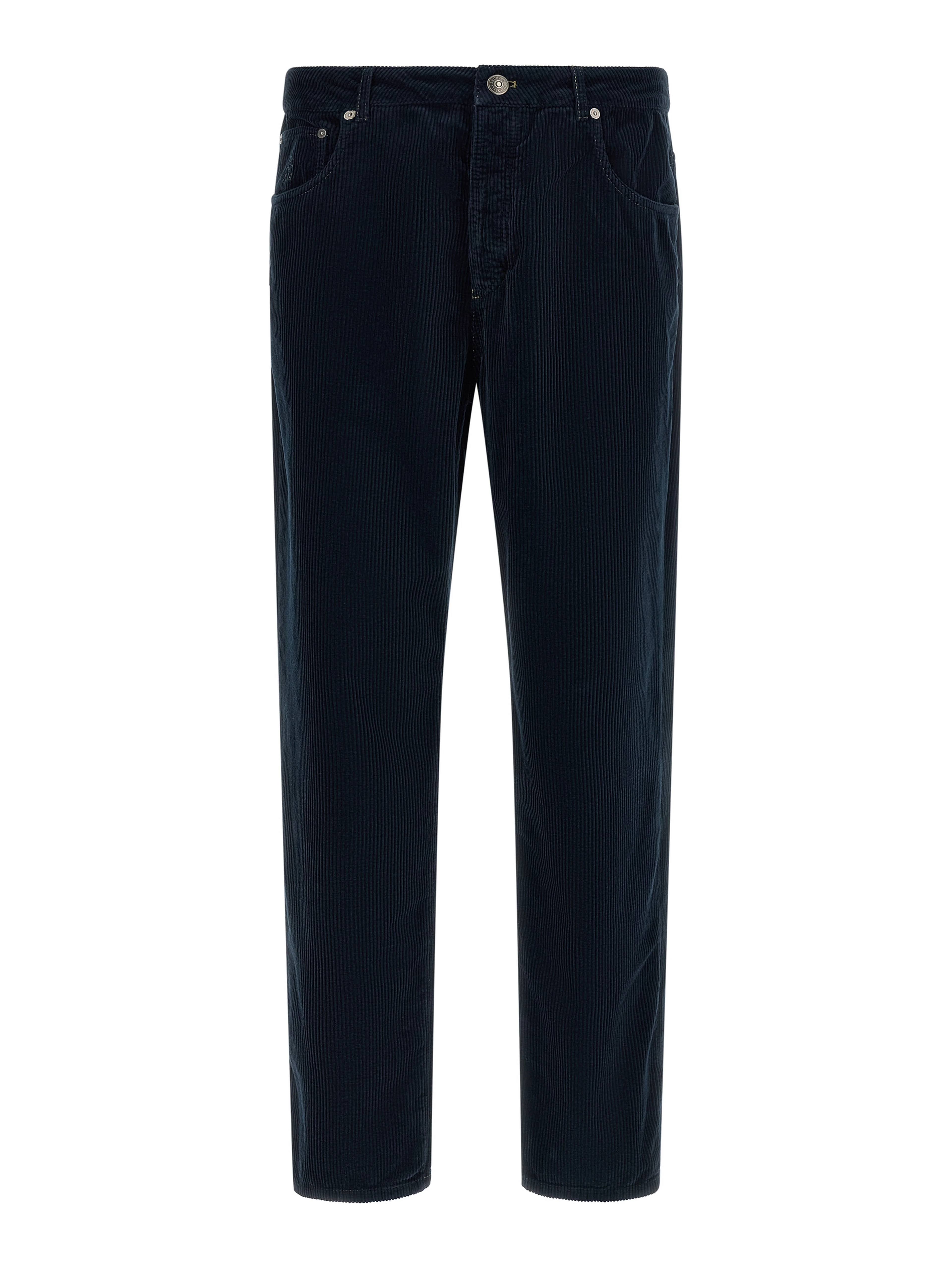 Blue Cotton Casual Pants
