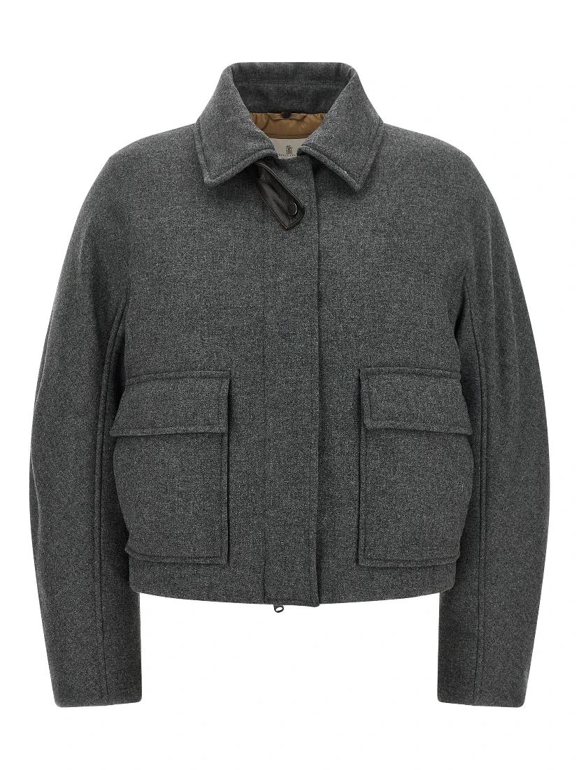 Gray Virgin Wool Full-Length Jacket