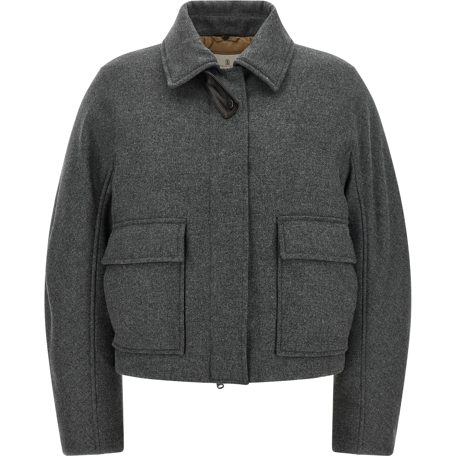 Gray Virgin Wool Full-Length Jacket