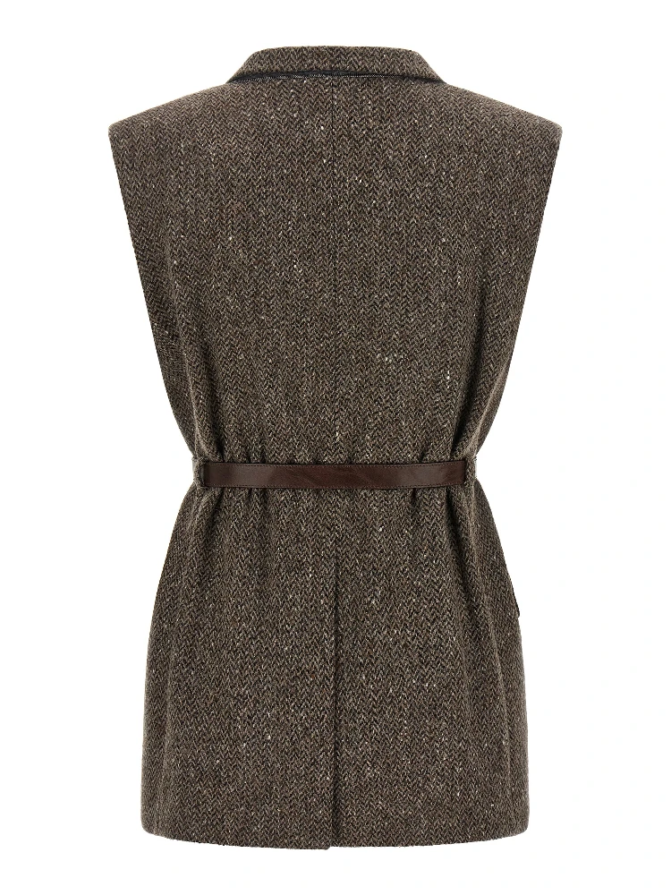 Brown Virgin Wool Sleeveless Jacket alternative