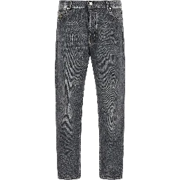 Gray Cotton Straight-Leg Jeans