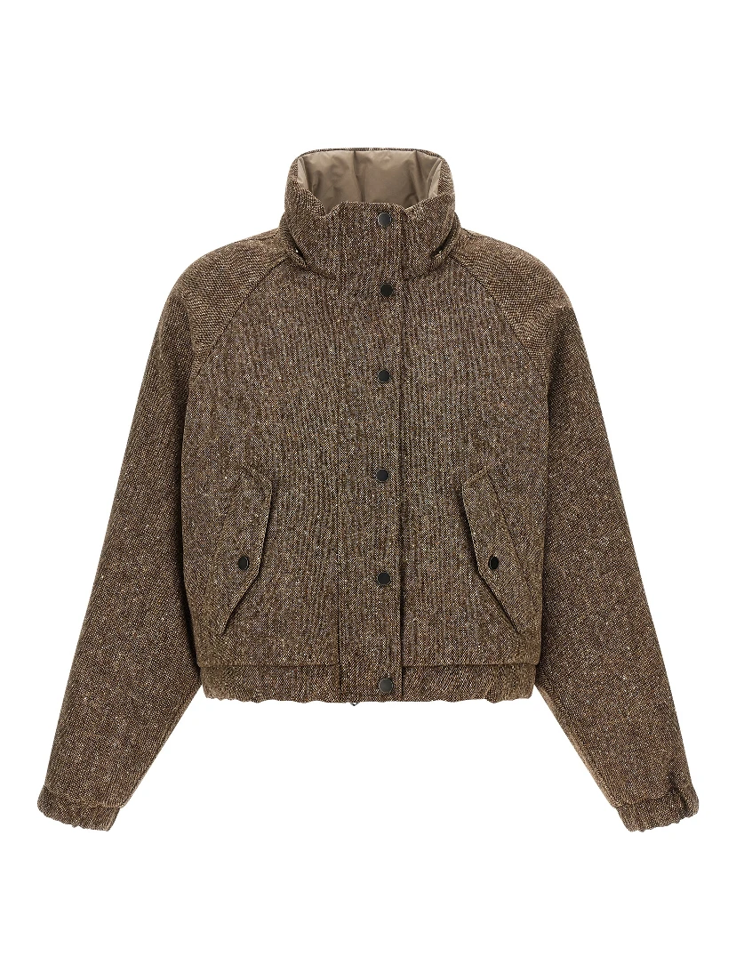 Brown Virgin Wool Full-Length Jacket