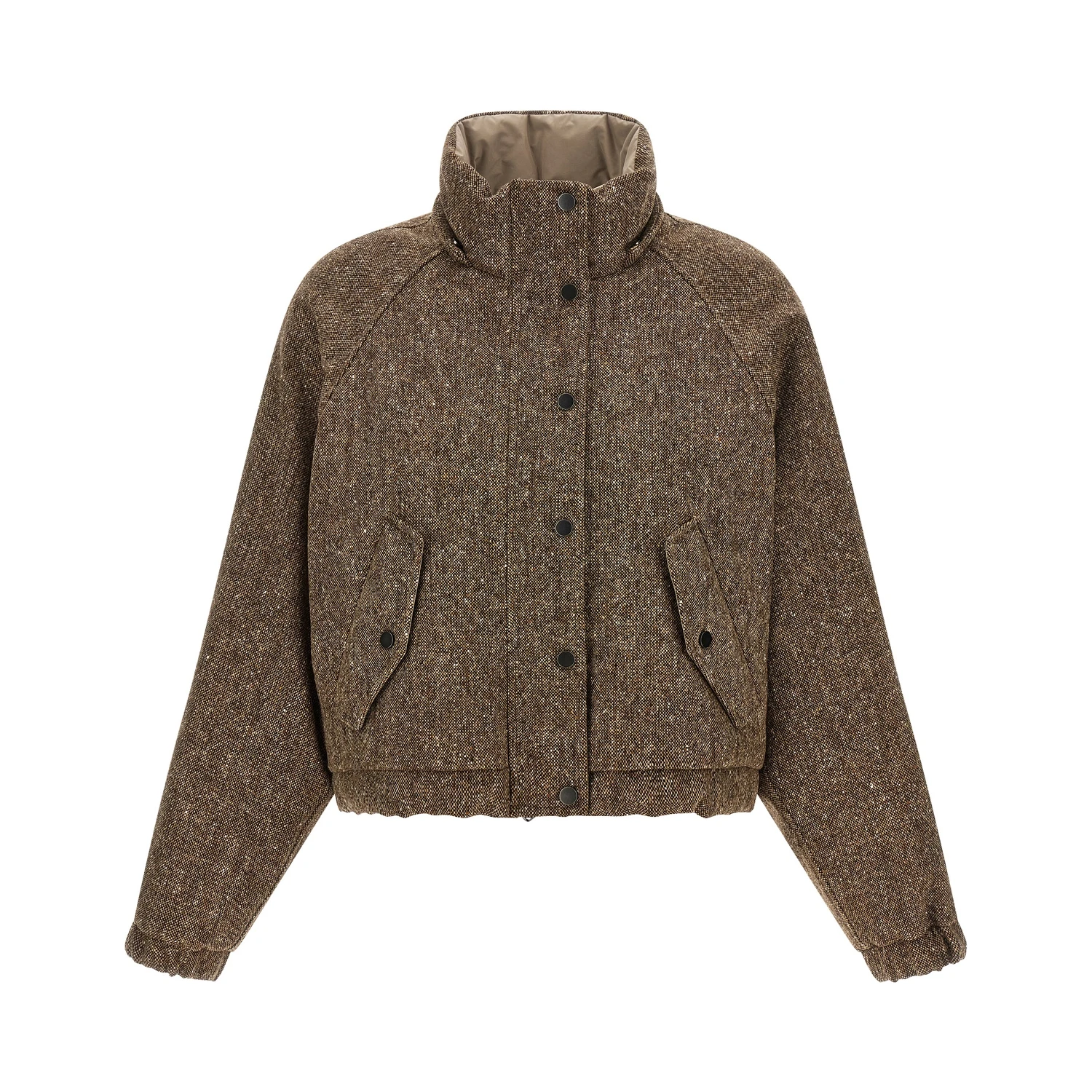 Brown Virgin Wool Full-Length Jacket