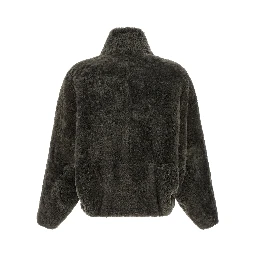 Gray Lamb Leather Full-Length Jacket