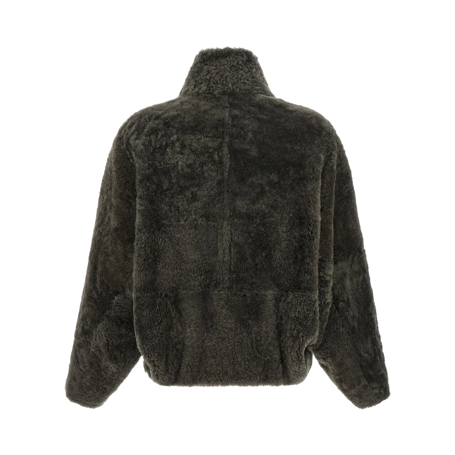 Gray Lamb Leather Full-Length Jacket