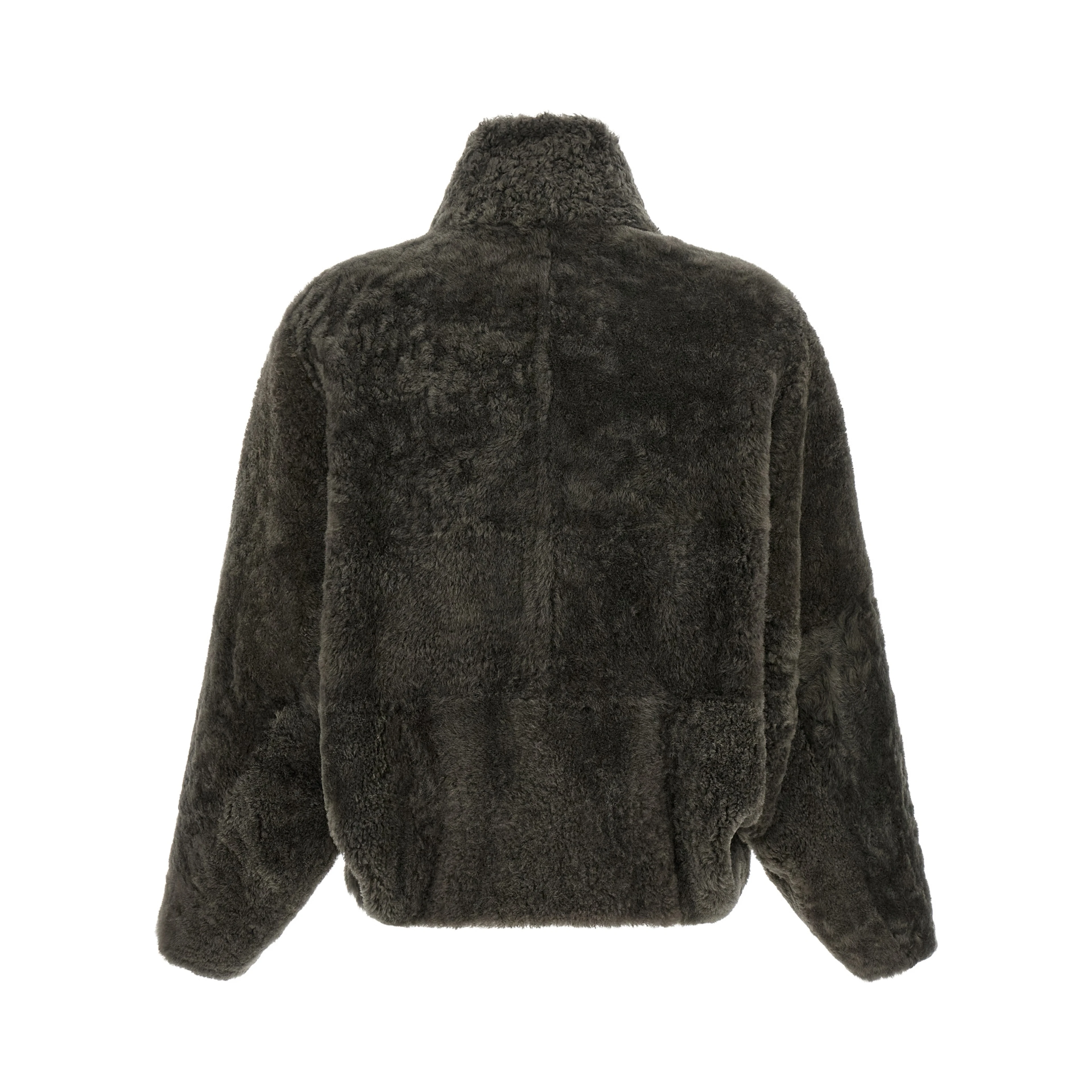 Gray Lamb Leather Full-Length Jacket