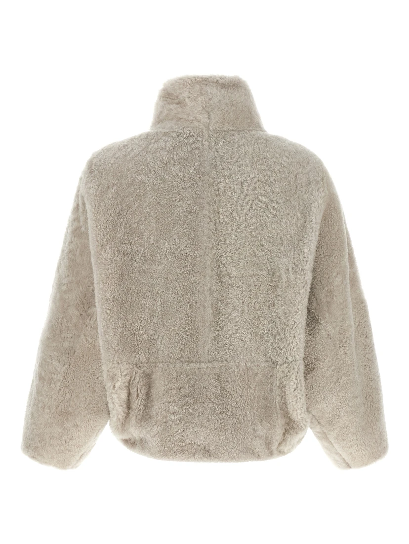 Beige Lamb Leather Full-Length Jacket