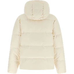 White Polyester Full-Length Jacket