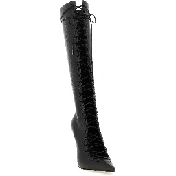 Black Lamb Leather Over The Knee
