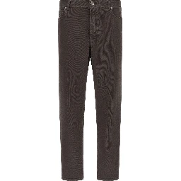 Brown Cotton Straight-Leg Jeans