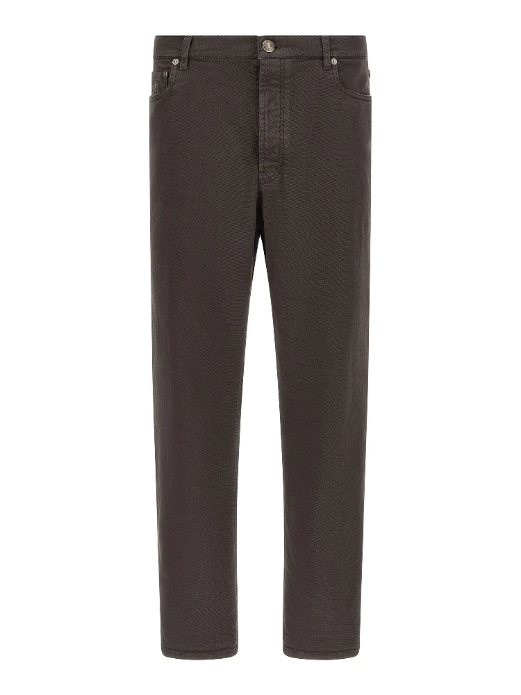 Brown Cotton Straight-Leg Jeans
