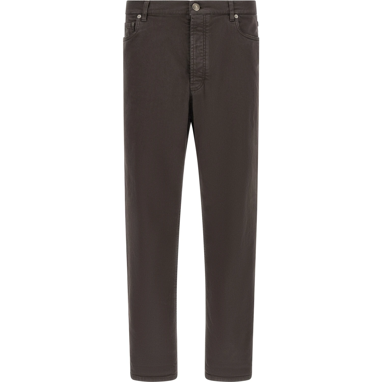Brown Cotton Straight-Leg Jeans