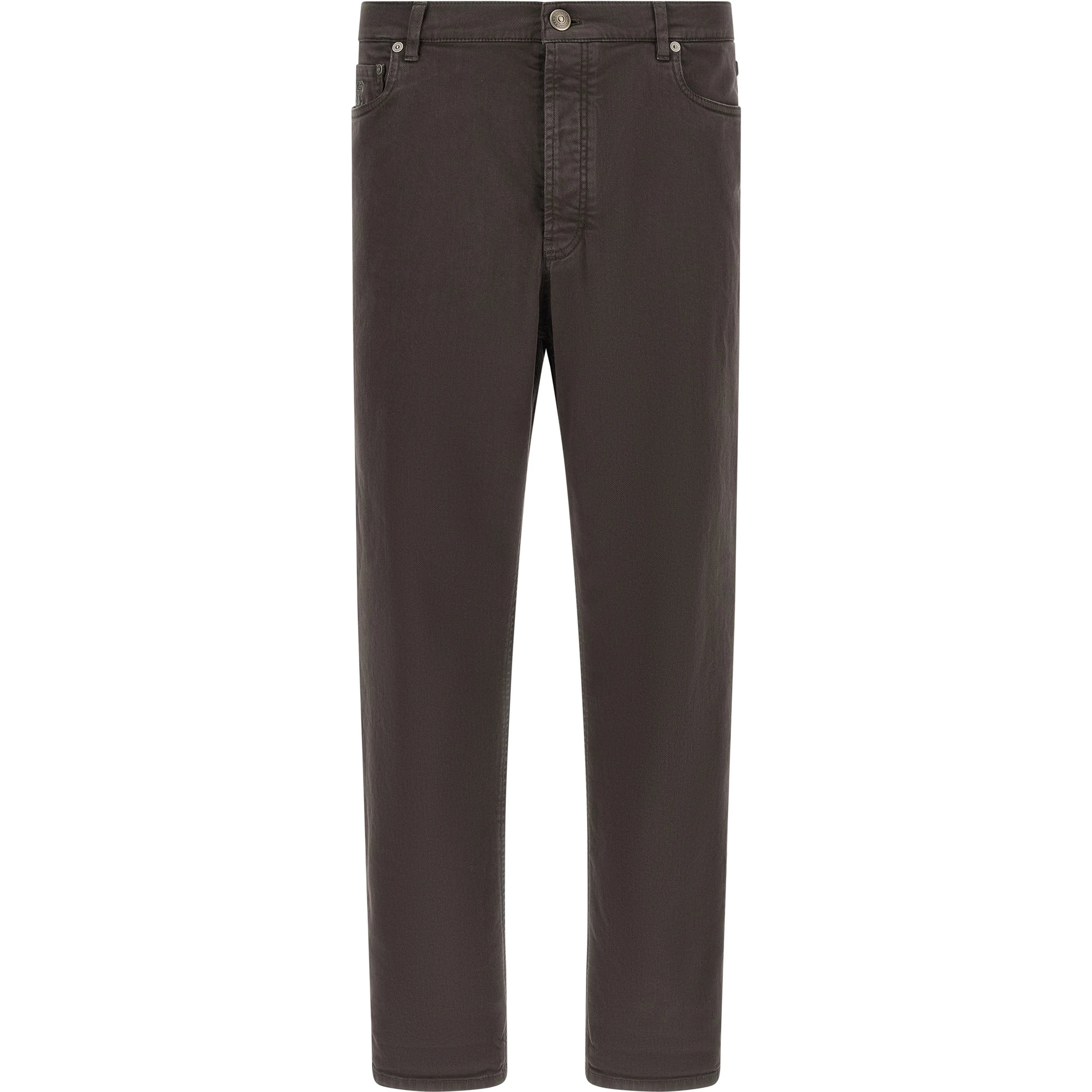 Brown Cotton Straight-Leg Jeans