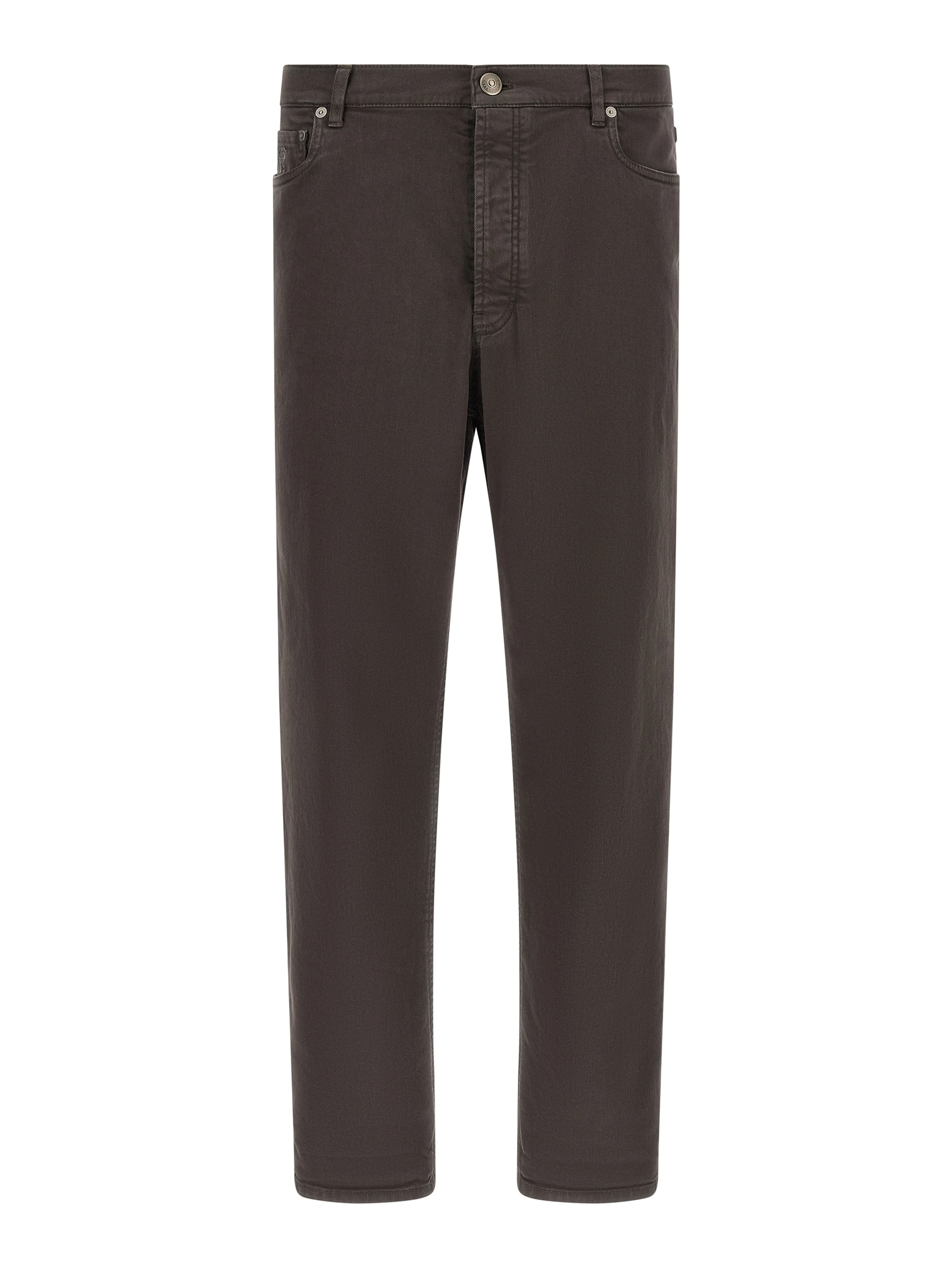 Brown Cotton Straight-Leg Jeans
