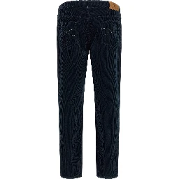 Blue Cotton Casual Pants