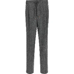 Gray Virgin Wool Casual Pants