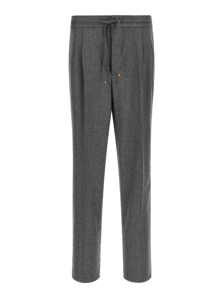 Gray Virgin Wool Casual Pants
