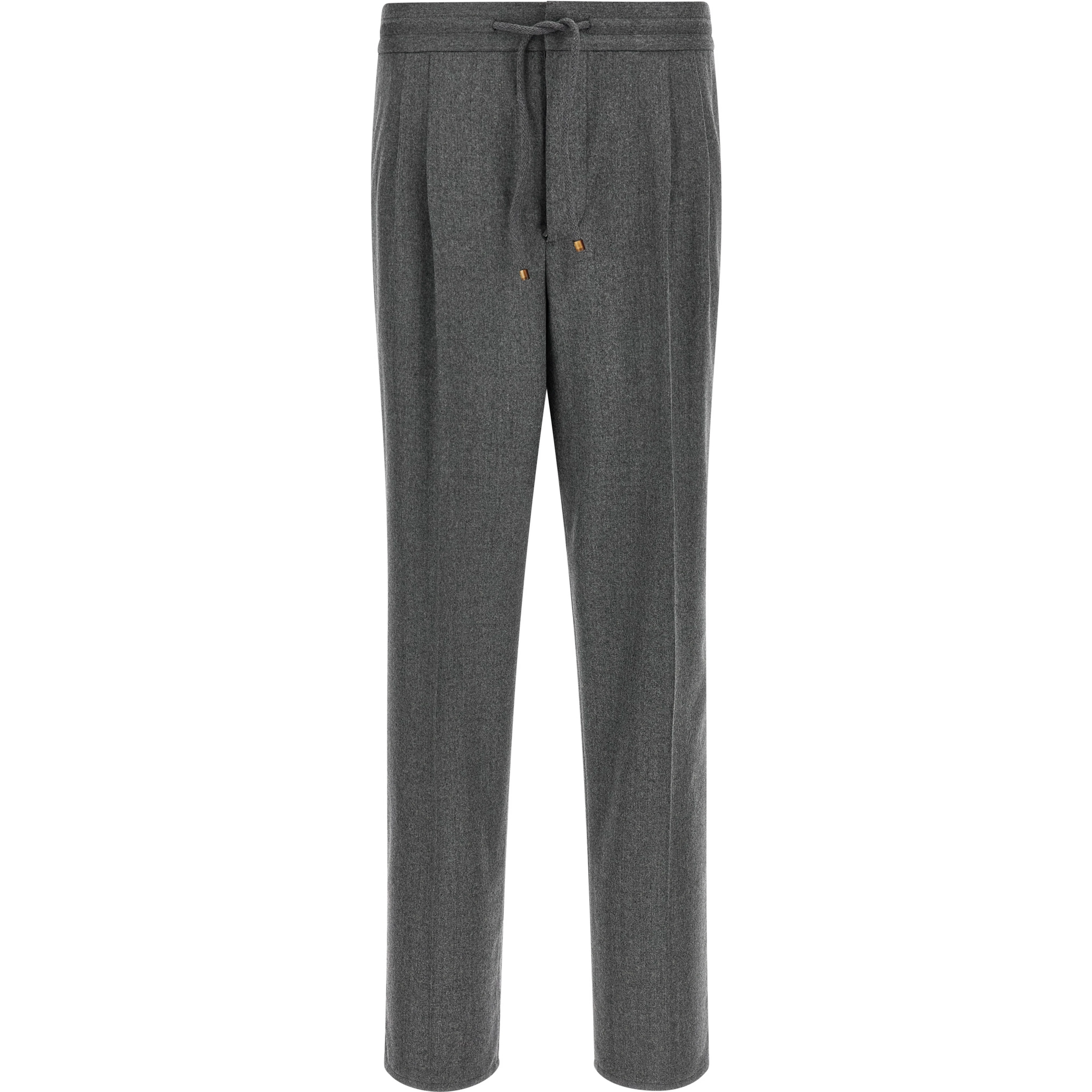 Gray Virgin Wool Casual Pants