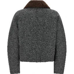 Gray Virgin Wool Full-Length Jacket