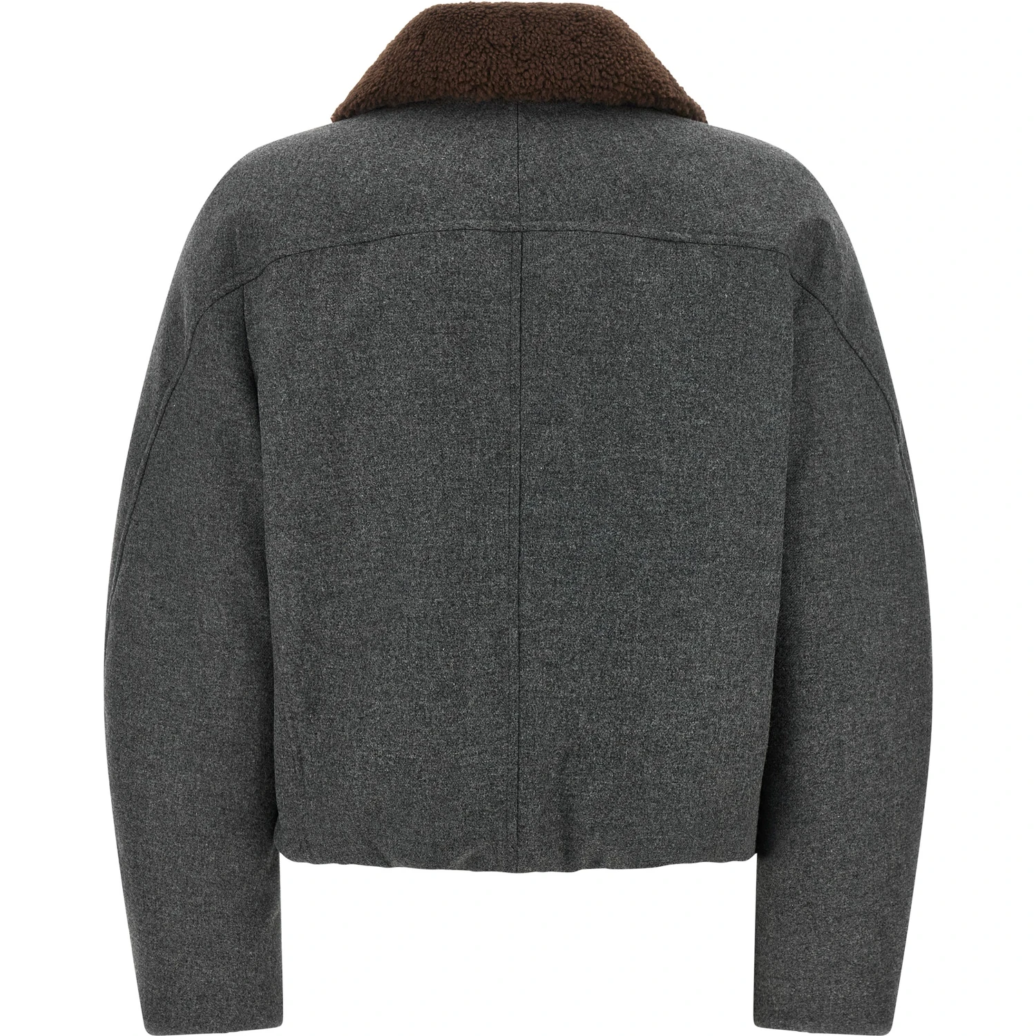 Gray Virgin Wool Full-Length Jacket