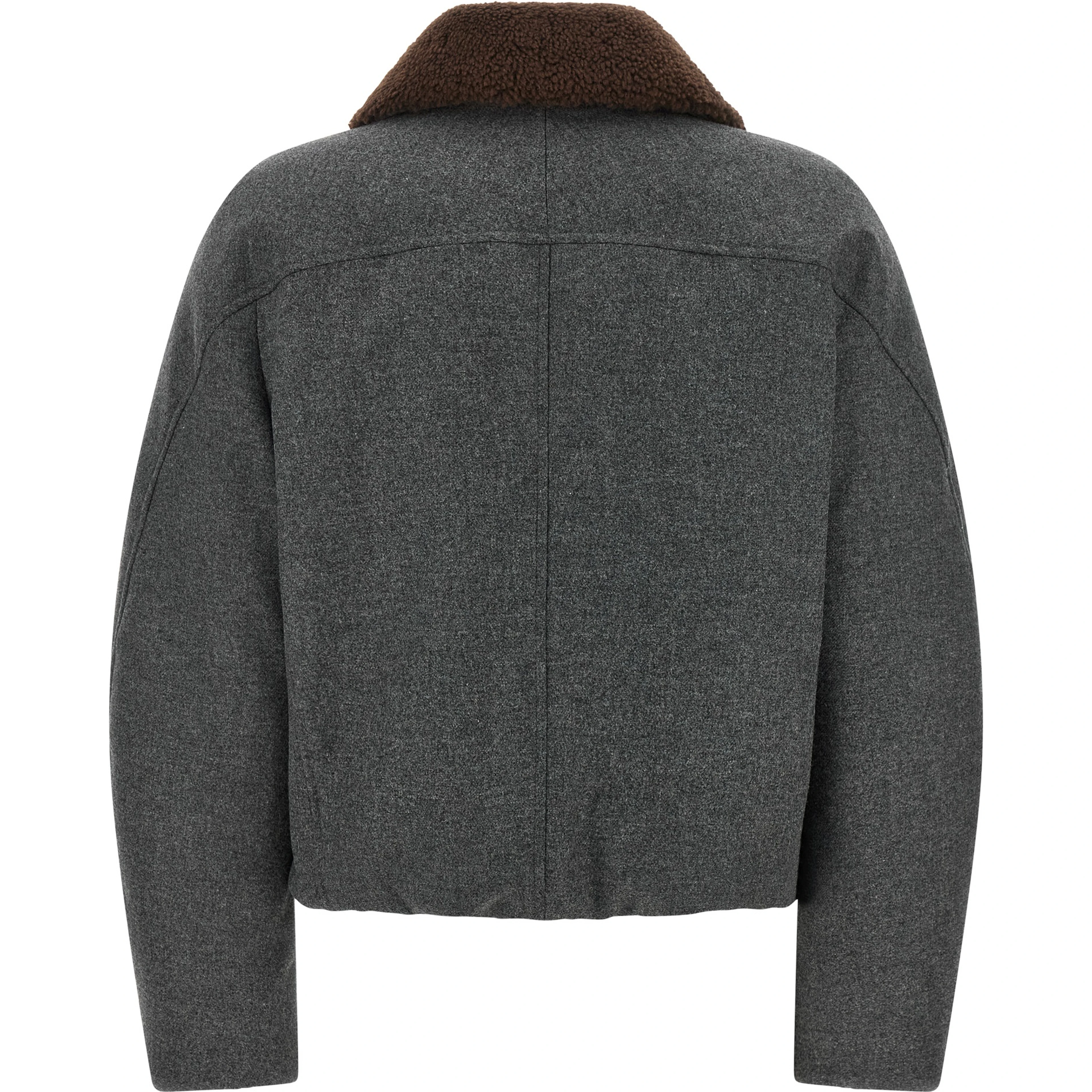Gray Virgin Wool Full-Length Jacket