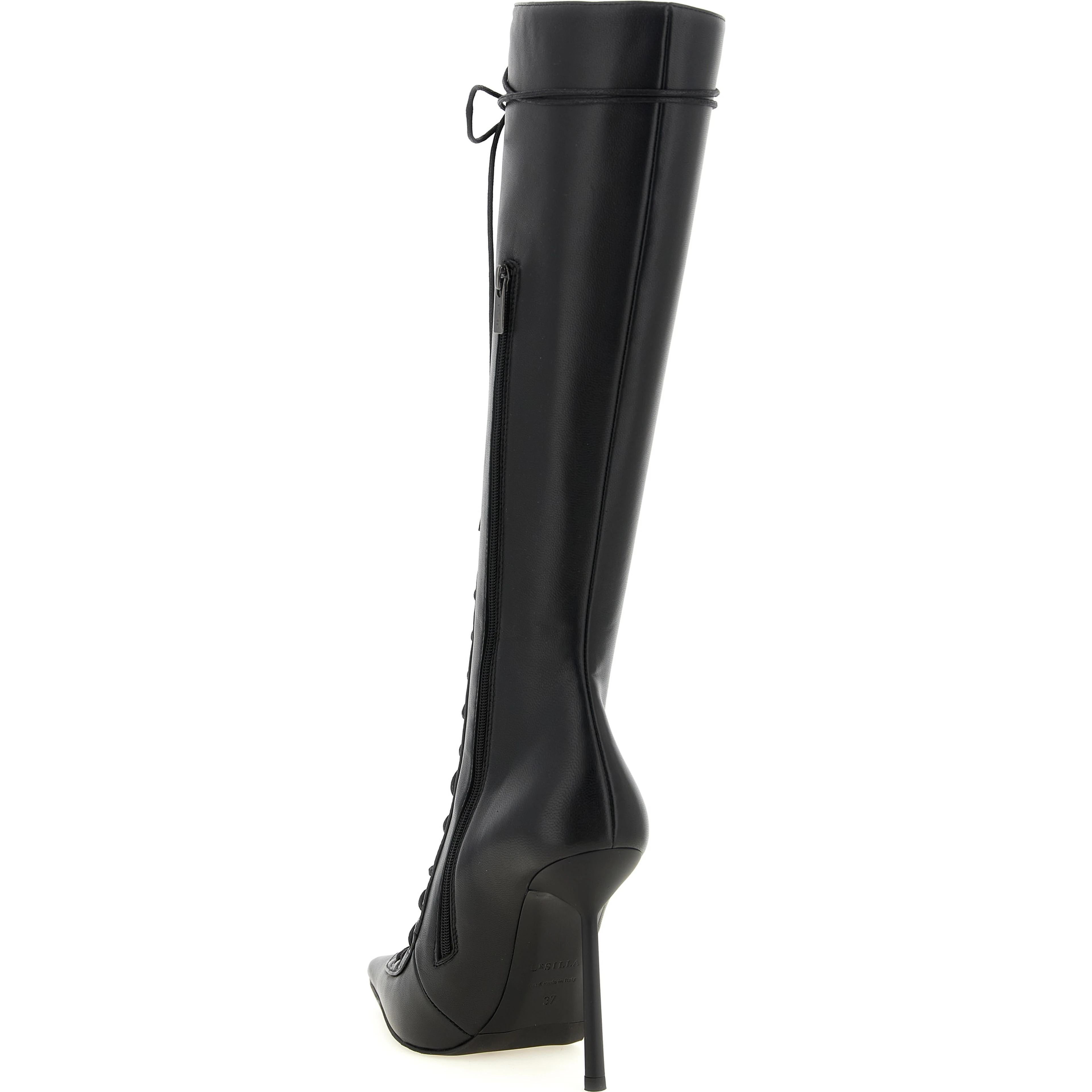 Black Lamb Leather Over The Knee