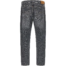 Gray Cotton Straight-Leg Jeans