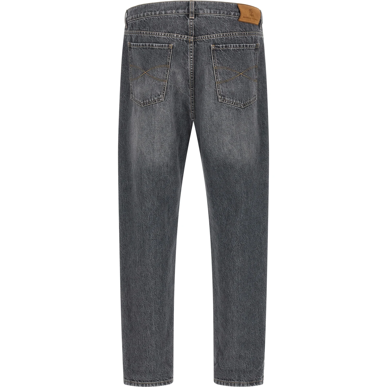 Gray Cotton Straight-Leg Jeans