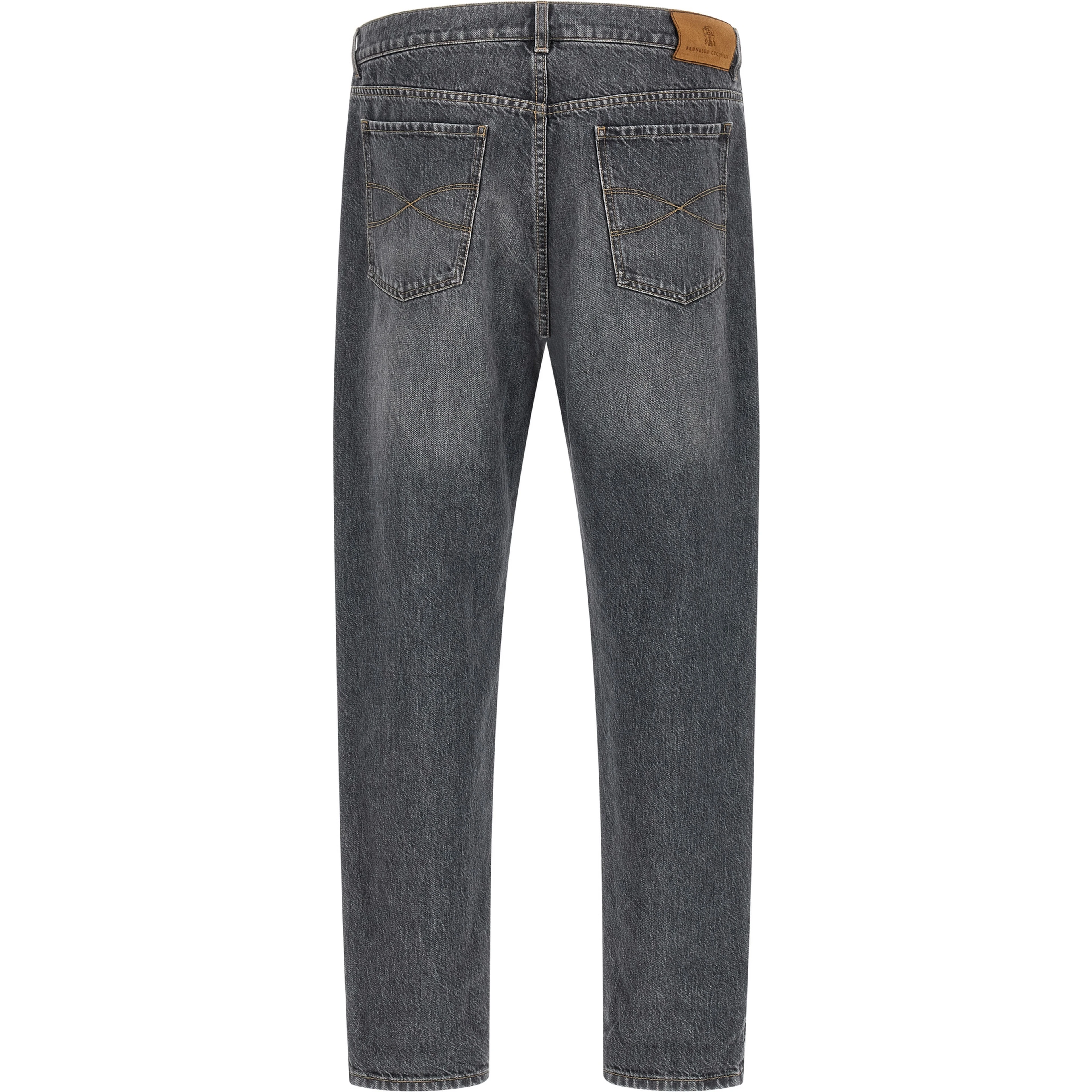 Gray Cotton Straight-Leg Jeans