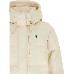 White Polyester Full-Length Jacket