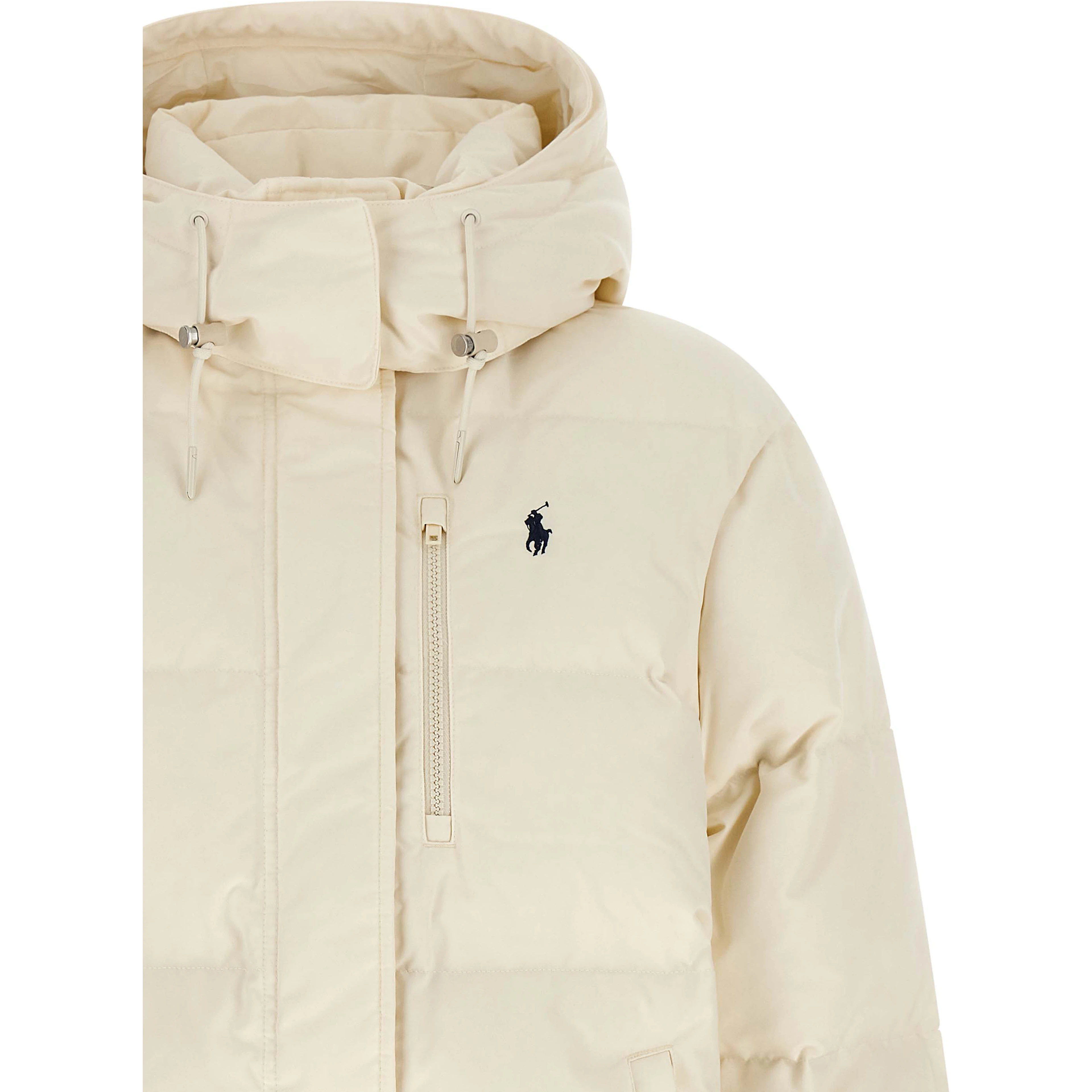 White Polyester Full-Length Jacket