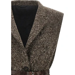Brown Virgin Wool Sleeveless Jacket