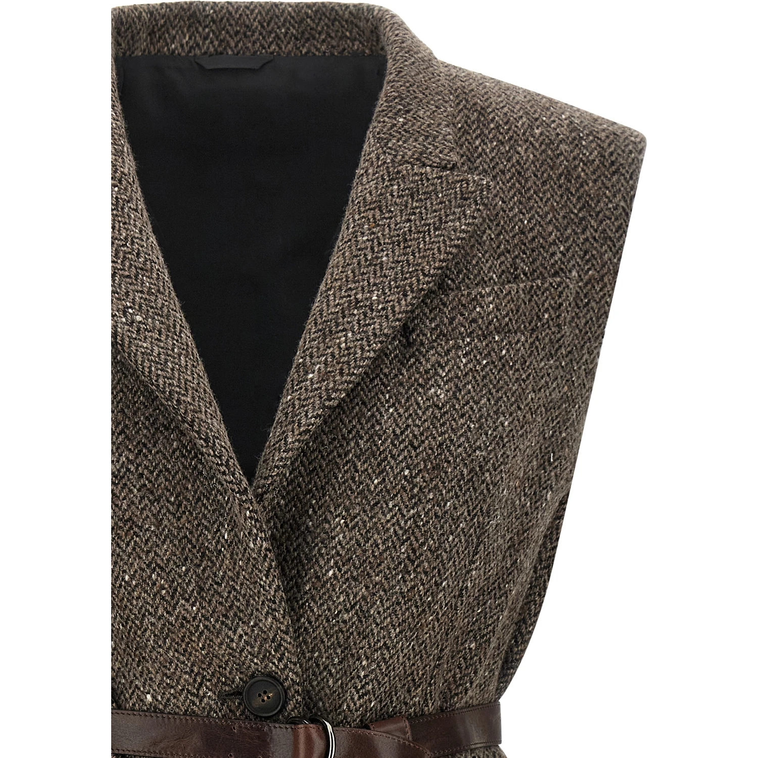 Brown Virgin Wool Sleeveless Jacket