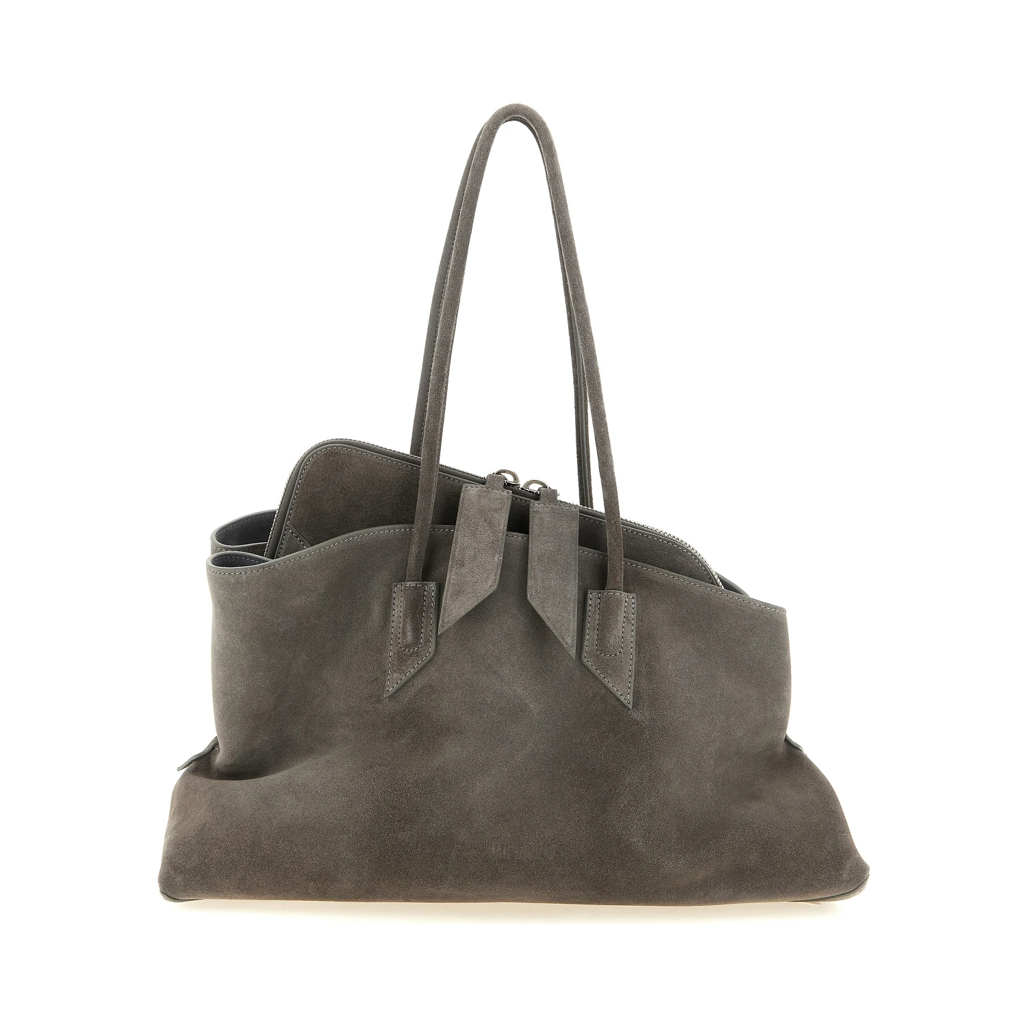 Gray Bovine Leather Shoulder Bag