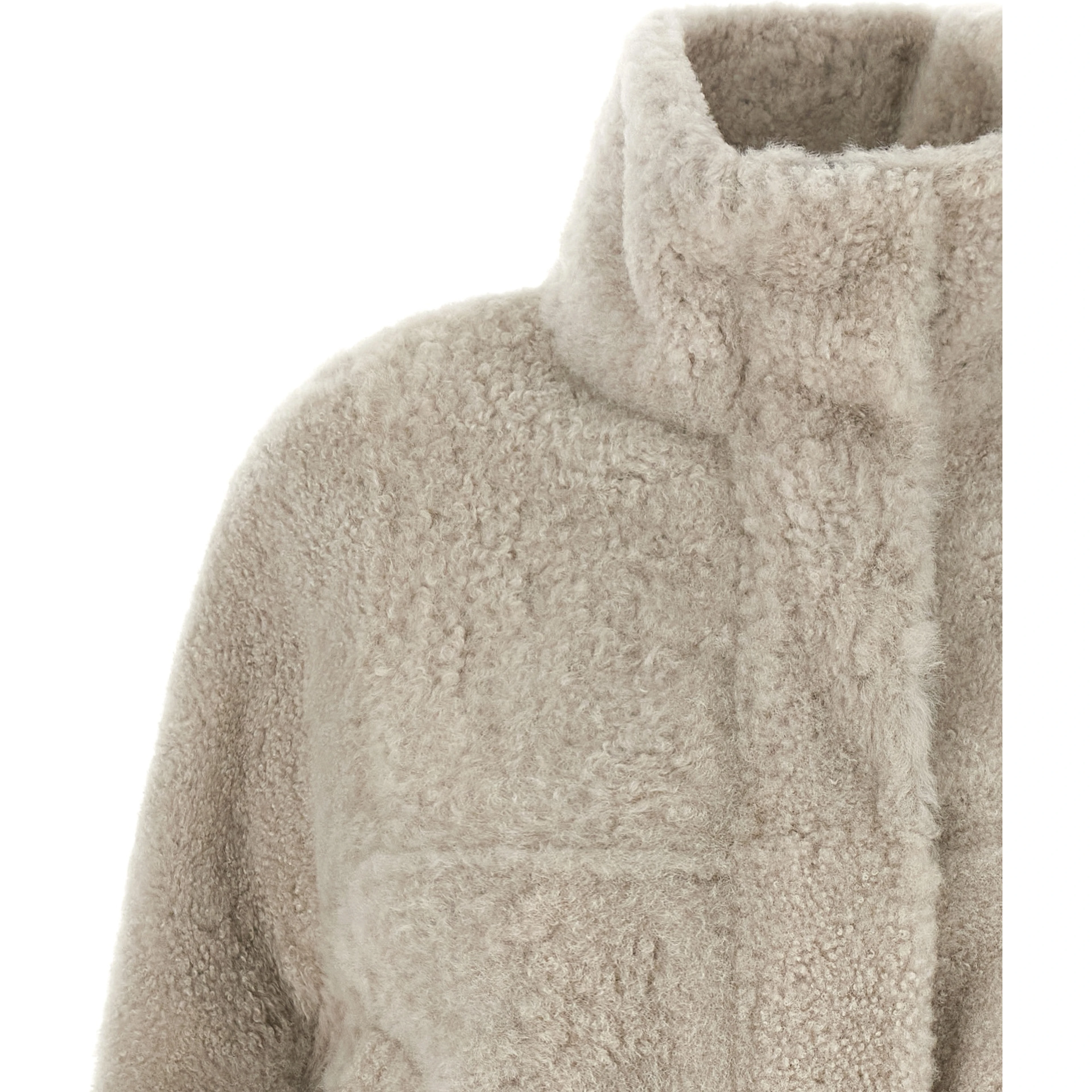 Beige Lamb Leather Full-Length Jacket