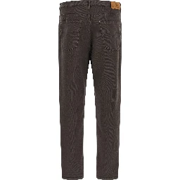 Brown Cotton Straight-Leg Jeans