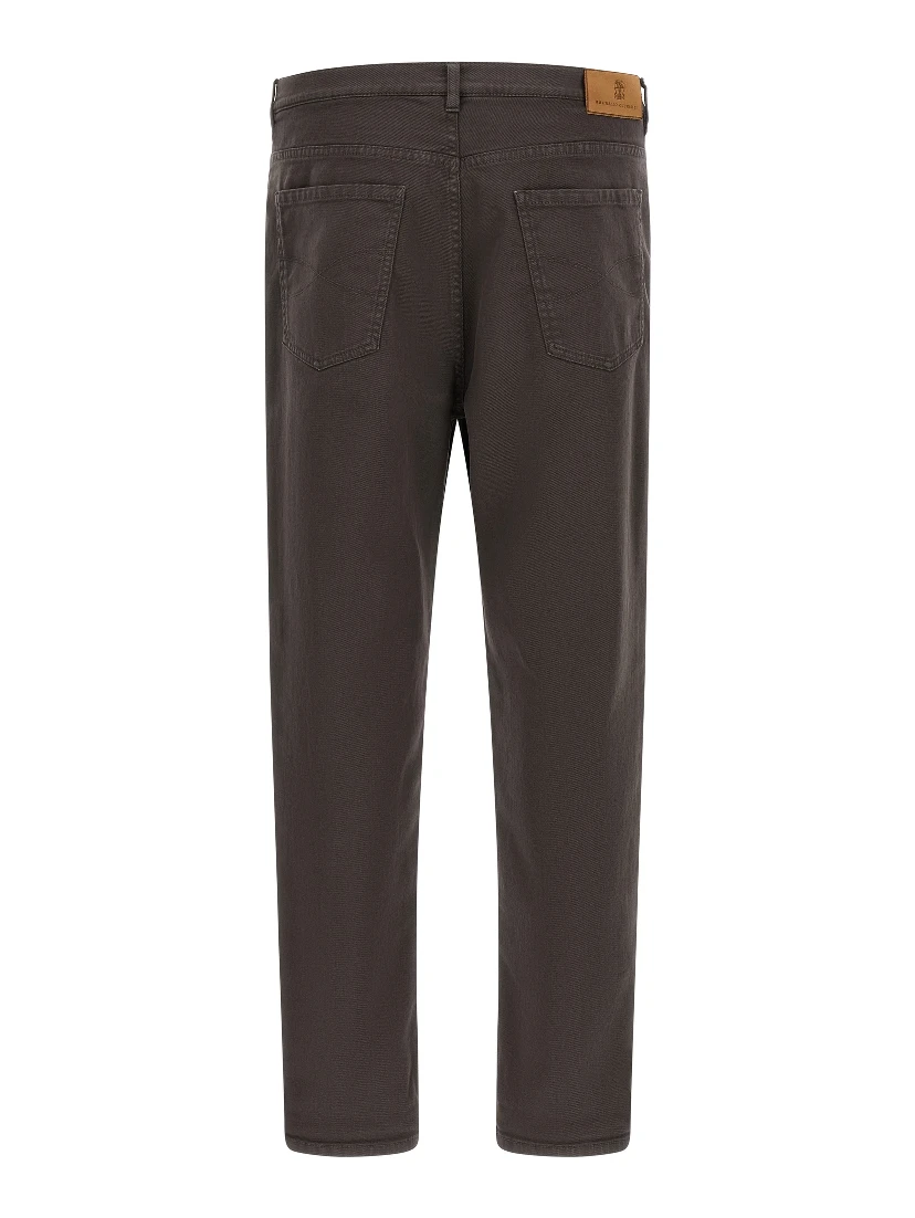 Brown Cotton Straight-Leg Jeans