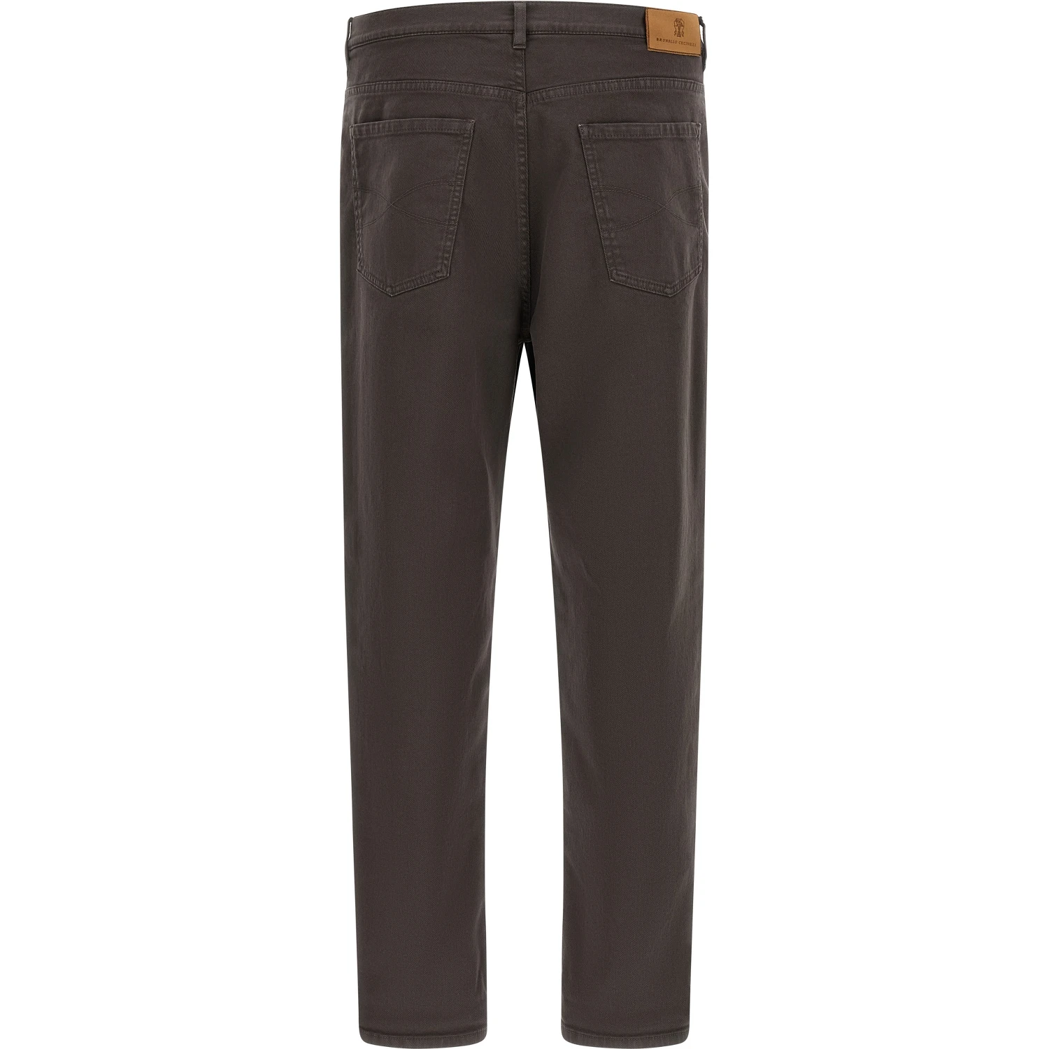 Brown Cotton Straight-Leg Jeans