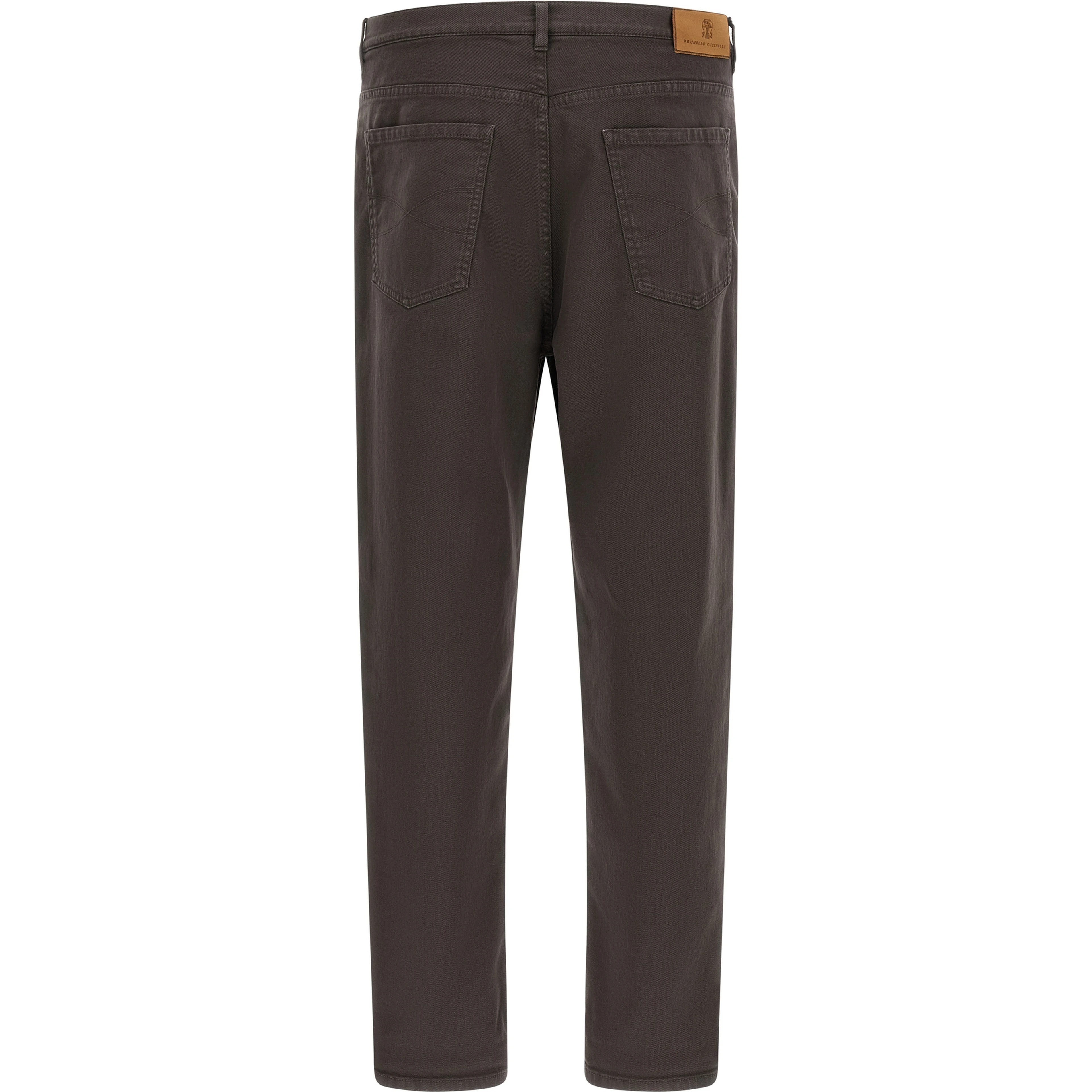 Brown Cotton Straight-Leg Jeans