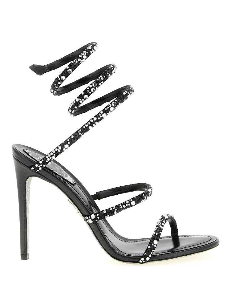 Bicolor Viscose Stiletto Heel Sandals