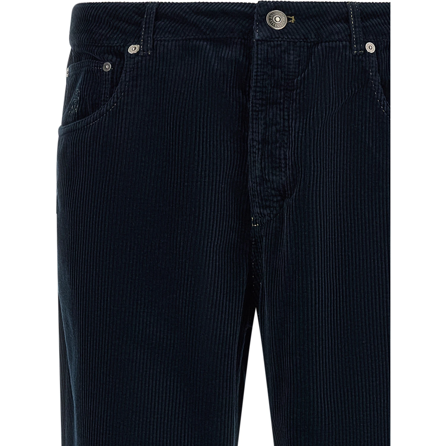 Blue Cotton Casual Pants