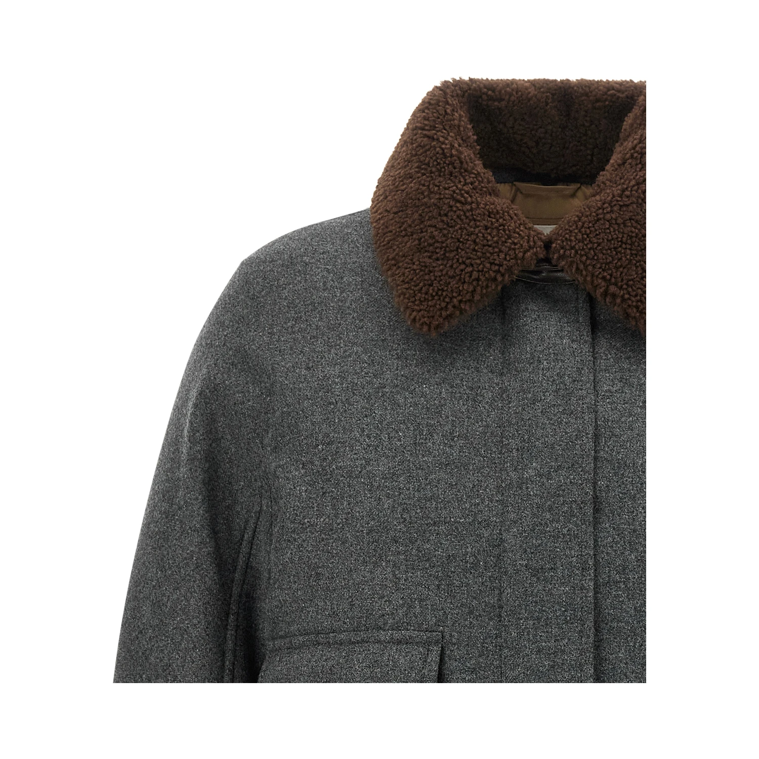 Gray Virgin Wool Full-Length Jacket