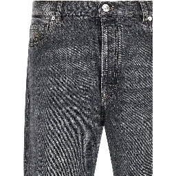 Gray Cotton Straight-Leg Jeans