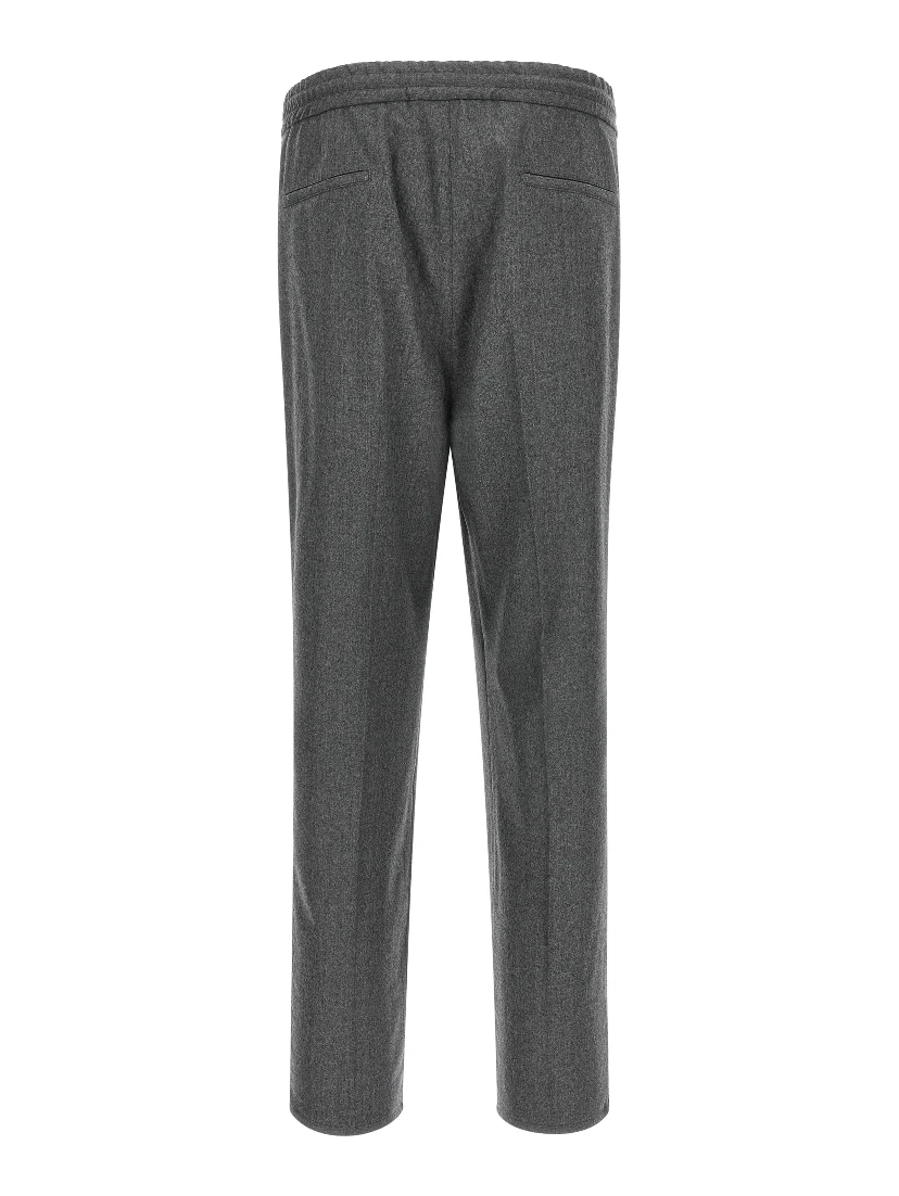 Gray Virgin Wool Casual Pants